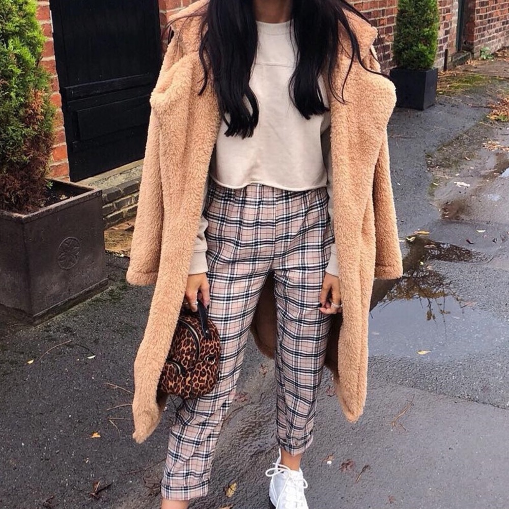 CAMEL FAUX FUR TEDDY COAT